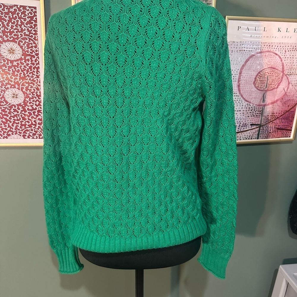 💕LOFT Vibrant Green Crew Neck Sweater size SP - Picture 3 of 4